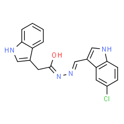 ChemSpider 2D Image | N'-[(E)-(5-Chloro-1H-indol-3-yl)methylene]-2-(1H-indol-3-yl)acetohydrazide | C19H15ClN4O