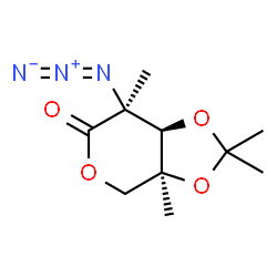 ChemSpider 2D Image | (3aS,7S,7aR)-7-Azido-2,2,3a,7-tetramethyltetrahydro-6H-[1,3]dioxolo[4,5-c]pyran-6-one | C10H15N3O4