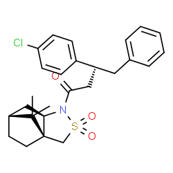 ChemSpider 2D Image | (3R)-3-(4-Chlorophenyl)-1-[(1S,5R,7R)-10,10-dimethyl-3,3-dioxido-3-thia-4-azatricyclo[5.2.1.0~1,5~]dec-4-yl]-4-phenyl-1-butanone | C26H30ClNO3S