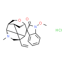 ChemSpider 2D Image | (1'R,2'S,3S,5'S,6'S,8'R,11'S)-1-Methoxy-4'-methyl-2'-vinylspiro[indole-3,7'-[9]oxa[4]azatetracyclo[6.3.1.0~2,6~.0~5,11~]dodecan]-2(1H)-one hydrochloride (1:1) | C21H25ClN2O3