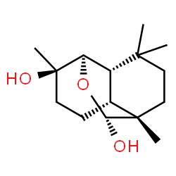 ChemSpider 2D Image | (1R,3R,4S,8S,9R,12R)-4,7,7,12-Tetramethyl-2-oxatricyclo[6.4.0.0~4,9~]dodecane-3,12-diol | C15H26O3