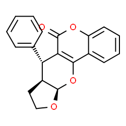 ChemSpider 2D Image | (7R,7aS,10aR)-7-Phenyl-7a,8,9,10a-tetrahydro-6H,7H-furo[3',2':5,6]pyrano[3,2-c]chromen-6-one | C20H16O4