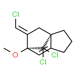 ChemSpider 2D Image | (1S,7R,8E)-10,10-Dichloro-8-(chloromethylene)-7-methoxytricyclo[5.2.1.0~1,5~]dec-5-ene | C12H13Cl3O