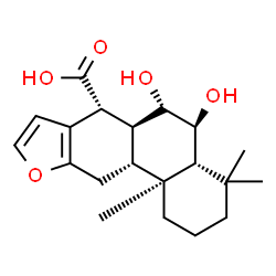 ChemSpider 2D Image | (4aR,5S,6S,6aS,7R,11aR,11bS)-5,6-Dihydroxy-4,4,11b-trimethyl-1,2,3,4,4a,5,6,6a,7,11,11a,11b-dodecahydrophenanthro[3,2-b]furan-7-carboxylic acid | C20H28O5