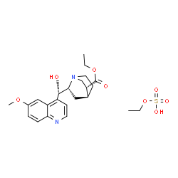 ChemSpider 2D Image | Ethyl (3R,4S,6R)-6-[(S)-hydroxy(6-methoxy-4-quinolinyl)methyl]quinuclidine-3-carboxylate - ethyl hydrogen sulfate (1:1) | C23H32N2O8S