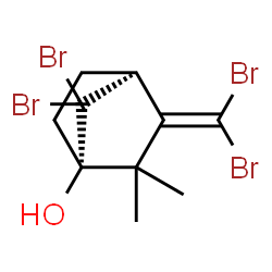 ChemSpider 2D Image | (1S,4S)-7,7-Dibromo-3-(dibromomethylene)-2,2-dimethylbicyclo[2.2.1]heptan-1-ol | C10H12Br4O