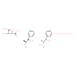 ChemSpider 2D Image | (2S,3S)-2,3-dihydroxybutanedioic acid; (1S,2R)-2-methylamino-1-phenyl-propan-1-ol; trihydrate | C24H42N2O11