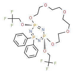 ChemSpider 2D Image | 2,2-Diphenyl-4,6-cis-oxy(tetraethyleneoxy)-4,6-bis(2,2,2-trifluoroethoxy)cyclotriphosphazatriene | C24H30F6N3O7P3