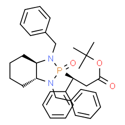 ChemSpider 2D Image | 2-Methyl-2-propanyl (3S)-3-[(3aR,7aR)-1,3-dibenzyl-2-oxidooctahydro-1H-1,3,2-benzodiazaphosphol-2-yl]-3-phenylpropanoate | C33H41N2O3P