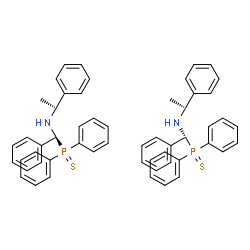 ChemSpider 2D Image | (1S)-N-[(R)-(Diphenylphosphorothioyl)(phenyl)methyl]-1-phenylethanamine - (1S)-N-[(S)-(diphenylphosphorothioyl)(phenyl)methyl]-1-phenylethanamine (1:1) | C54H52N2P2S2