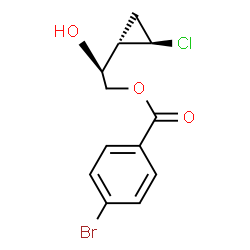 ChemSpider 2D Image | (2S)-2-[(1S,2R)-2-Chlorocyclopropyl]-2-hydroxyethyl 4-bromobenzoate | C12H12BrClO3