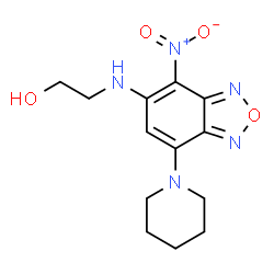ChemSpider 2D Image | 2-{[4-Nitro-7-(1-piperidinyl)-2,1,3-benzoxadiazol-5-yl]amino}ethanol | C13H17N5O4