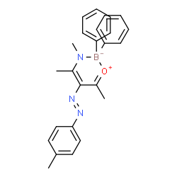 ChemSpider 2D Image | {4-(Methylamino-kappaN)-3-[(E)-(4-methylphenyl)diazenyl]-3-penten-2-onato-kappaO}(diphenyl)boron | C25H26BN3O