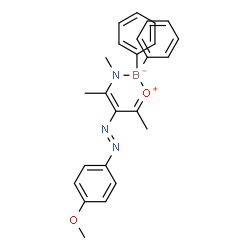 ChemSpider 2D Image | {3-[(E)-(4-Methoxyphenyl)diazenyl]-4-(methylamino-kappaN)-3-penten-2-onato-kappaO}(diphenyl)boron | C25H26BN3O2