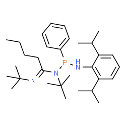 ChemSpider 2D Image | (1E)-N-{[(2,6-Diisopropylphenyl)amino](phenyl)phosphino}-N,N'-bis(2-methyl-2-propanyl)pentanimidamide | C31H50N3P