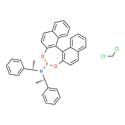 ChemSpider 2D Image | N,N-Bis[(1S)-1-phenylethyl]dinaphtho[2,1-d:1',2'-f][1,3,2]dioxaphosphepin-4-amine - dichloromethane (1:1) | C37H32Cl2NO2P