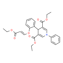 ChemSpider 2D Image | Diethyl 4-(2-{[(1E)-3-ethoxy-3-oxo-1-propen-1-yl]oxy}phenyl)-1-phenyl-1,4-dihydro-3,5-pyridinedicarboxylate | C28H29NO7