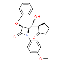 ChemSpider 2D Image | (3S,4R)-4-{(R)-Hydroxy[(1R)-2-oxocyclopentyl]methyl}-1-(4-methoxyphenyl)-3-phenoxy-2-azetidinone | C22H23NO5