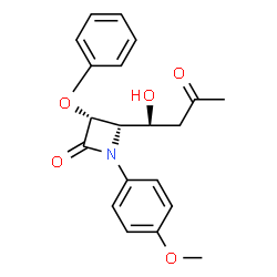ChemSpider 2D Image | (3R,4S)-4-[(1S)-1-Hydroxy-3-oxobutyl]-1-(4-methoxyphenyl)-3-phenoxy-2-azetidinone | C20H21NO5