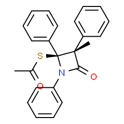 ChemSpider 2D Image | S-[(2S,3R)-3-Methyl-4-oxo-1,2,3-triphenyl-2-azetidinyl] ethanethioate | C24H21NO2S