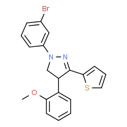 ChemSpider 2D Image | 1-(3-Bromophenyl)-4-(2-methoxyphenyl)-3-(2-thienyl)-4,5-dihydro-1H-pyrazole | C20H17BrN2OS