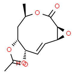 ChemSpider 2D Image | (1S,4R,6R,7S,8E,10S)-7-Hydroxy-4-methyl-2-oxo-3,11-dioxabicyclo[8.1.0]undec-8-en-6-yl acetate | C12H16O6