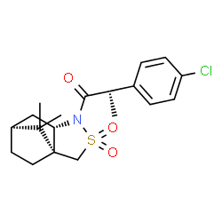 ChemSpider 2D Image | (2S)-2-(4-Chlorophenyl)-1-[(1R,5S,7S)-10,10-dimethyl-3,3-dioxido-3-thia-4-azatricyclo[5.2.1.0~1,5~]dec-4-yl]-1-propanone | C19H24ClNO3S