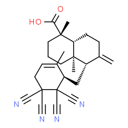 ChemSpider 2D Image | (1S,4aR,5S,8aR)-1,4a-Dimethyl-6-methylene-5-{[(1R)-5,5,6,6-tetracyano-2-methyl-2-cyclohexen-1-yl]methyl}decahydro-1-naphthalenecarboxylic acid | C26H30N4O2