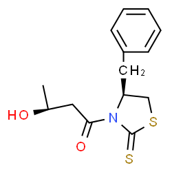 ChemSpider 2D Image | (3S)-1-[(4S)-4-Benzyl-2-thioxo-1,3-thiazolidin-3-yl]-3-hydroxy-1-butanone | C14H17NO2S2