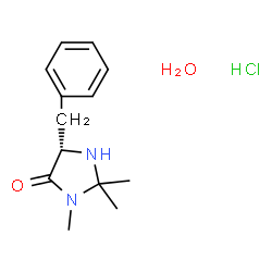 ChemSpider 2D Image | (5S)-5-Benzyl-2,2,3-trimethyl-4-imidazolidinone hydrochloride hydrate | C13H21ClN2O2