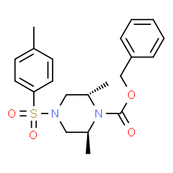 ChemSpider 2D Image | Benzyl (2S,6S)-2,6-dimethyl-4-[(4-methylphenyl)sulfonyl]-1-piperazinecarboxylate | C21H26N2O4S