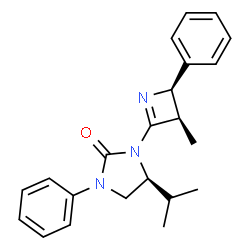 ChemSpider 2D Image | (4S)-4-Isopropyl-3-[(3R,4R)-3-methyl-4-phenyl-3,4-dihydro-2-azetyl]-1-phenyl-2-imidazolidinone | C22H25N3O