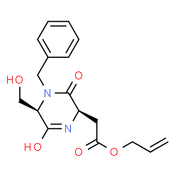 ChemSpider 2D Image | Allyl [(2R,5R)-4-benzyl-5-(hydroxymethyl)-3,6-dioxo-2-piperazinyl]acetate | C17H20N2O5