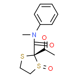 ChemSpider 2D Image | (2S)-2-Acetyl-N-methyl-N-phenyl-1,3-dithiolane-2-carboxamide 1-oxide | C13H15NO3S2