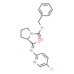 ChemSpider 2D Image | Benzyl (2S)-2-[(5-chloro-2-pyridinyl)carbamoyl]-1-pyrrolidinecarboxylate | C18H18ClN3O3