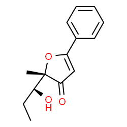 ChemSpider 2D Image | (2S)-2-[(1R)-1-Hydroxypropyl]-2-methyl-5-phenyl-3(2H)-furanone | C14H16O3