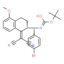 ChemSpider 2D Image | 2-Methyl-2-propanyl {(S)-(4-bromophenyl)[(2S)-1-(dicyanomethylene)-5-methoxy-1,2,3,4-tetrahydro-2-naphthalenyl]methyl}carbamate | C26H26BrN3O3