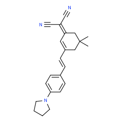 ChemSpider 2D Image | (5,5-Dimethyl-3-{(E)-2-[4-(1-pyrrolidinyl)phenyl]vinyl}-2-cyclohexen-1-ylidene)malononitrile | C23H25N3