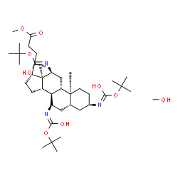 ChemSpider 2D Image | Methyl (3alpha,5alpha,7alpha,8xi,12alpha,20R)-3,7,12-tris({[(2-methyl-2-propanyl)oxy]carbonyl}amino)cholan-24-oate - methanol (1:1) | C41H73N3O9