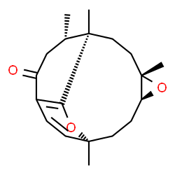 ChemSpider 2D Image | (1R,4S,6S,9S,15S)-1,4,9,15-Tetramethyl-5,17-dioxatetracyclo[7.6.2.0~4,6~.0~12,16~]heptadeca-10,12(16)-dien-13-one | C19H26O3