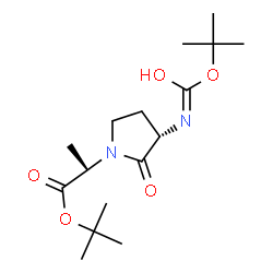 ChemSpider 2D Image | 2-Methyl-2-propanyl (2S)-2-[(3S)-3-({[(2-methyl-2-propanyl)oxy]carbonyl}amino)-2-oxo-1-pyrrolidinyl]propanoate | C16H28N2O5