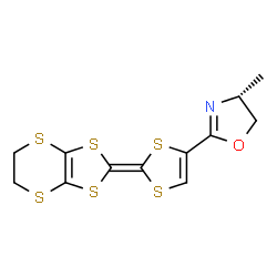 ChemSpider 2D Image | (4R)-2-[2-(5,6-Dihydro[1,3]dithiolo[4,5-b][1,4]dithiin-2-ylidene)-1,3-dithiol-4-yl]-4-methyl-4,5-dihydro-1,3-oxazole | C12H11NOS6