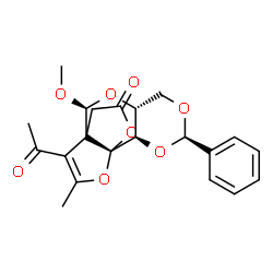 ChemSpider 2D Image | (1R,2R,4R,7R,9S,10S)-16-Acetyl-9-methoxy-15-methyl-4-phenyl-3,5,8,13,14-pentaoxatetracyclo[8.3.3.0~1,10~.0~2,7~]hexadec-15-en-12-one | C21H22O8