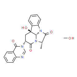 ChemSpider 2D Image | (2S,4R,5aS,9cS)-5a-Hydroxy-2-methyl-4-(4-oxo-3(4H)-quinazolinyl)-4,5,5a,9c-tetrahydro-3H-2a,9b-diazacyclopenta[jk]fluorene-1,3(2H)-dione - methanol (1:1) | C23H22N4O5