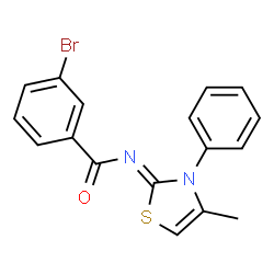 ChemSpider 2D Image | 3-Bromo-N-[(2Z)-4-methyl-3-phenyl-1,3-thiazol-2(3H)-ylidene]benzamide | C17H13BrN2OS