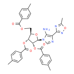 ChemSpider 2D Image | 4-(5-Methyl-1,2,4-oxadiazol-3-yl)-1-[2,3,5-tris-O-(4-methylbenzoyl)-beta-D-ribofuranosyl]-1H-imidazol-5-amine | C35H33N5O8
