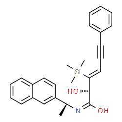 ChemSpider 2D Image | (2S,3Z)-2-Hydroxy-N-[(1R)-1-(2-naphthyl)ethyl]-6-phenyl-3-(trimethylsilyl)-3-hexen-5-ynamide | C27H29NO2Si