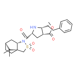 ChemSpider 2D Image | Methyl (2R,3R,5R)-5-{[(1R,5S,7S)-10,10-dimethyl-3,3-dioxido-3-thia-4-azatricyclo[5.2.1.0~1,5~]dec-4-yl]carbonyl}-2-(2-phenylethyl)-3-pyrrolidinecarboxylate | C25H34N2O5S