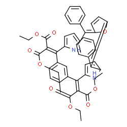 ChemSpider 2D Image | Tetraethyl 2,2'-[7,12-diphenyl-24-oxa-23,25-diazapentacyclo[16.3.1.1~3,6~.1~8,11~.1~13,16~]pentacosa-1(22),3,5,7,9,11,13,15,18,20-decaene-2,17-diylidene]dimalonate | C48H42N2O9