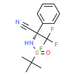 ChemSpider 2D Image | N-[(1S)-1-Cyano-2,2,2-trifluoro-1-phenylethyl]-2-methyl-2-propanesulfinamide | C13H15F3N2OS